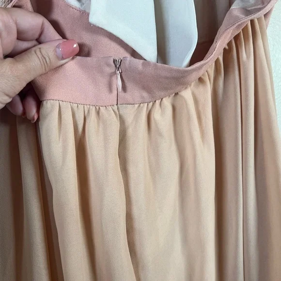 Anthropologie Champagne & Strawberry Halter Maxi Flowy Dress Size Large - Picture 4 of 10